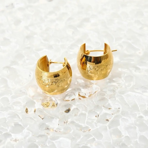 18K Gold Plated Chunky Ball Hoop Earrings - Picture 6 of 9